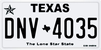 TX license plate DNV4035