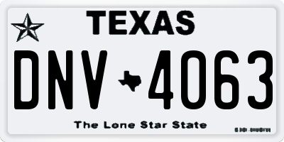 TX license plate DNV4063