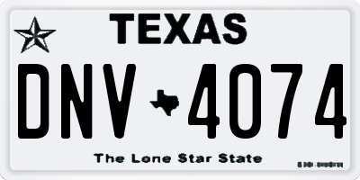 TX license plate DNV4074