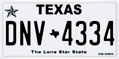 TX license plate DNV4334