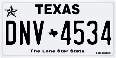TX license plate DNV4534