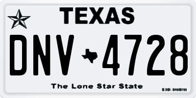 TX license plate DNV4728