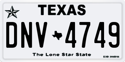 TX license plate DNV4749