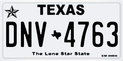 TX license plate DNV4763