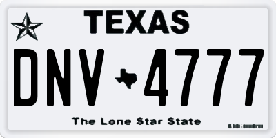 TX license plate DNV4777