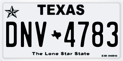 TX license plate DNV4783
