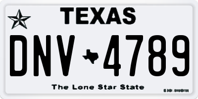 TX license plate DNV4789