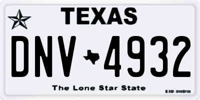 TX license plate DNV4932