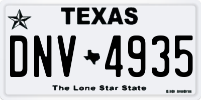 TX license plate DNV4935