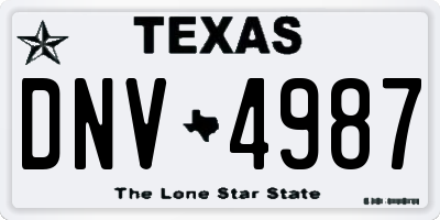 TX license plate DNV4987