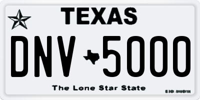 TX license plate DNV5000