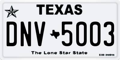 TX license plate DNV5003