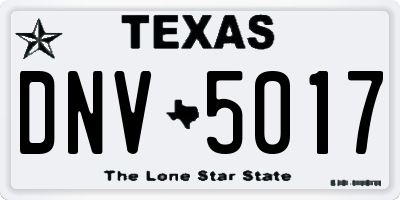 TX license plate DNV5017