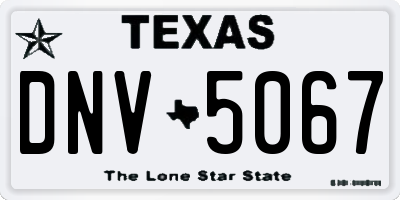 TX license plate DNV5067