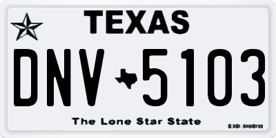 TX license plate DNV5103