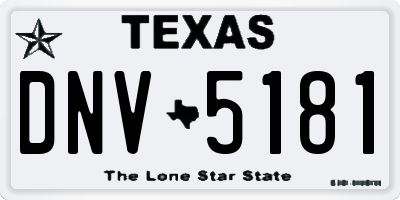 TX license plate DNV5181