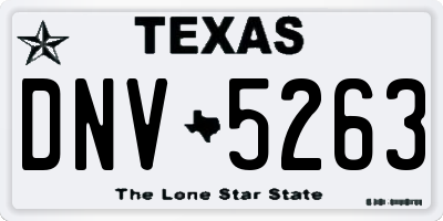 TX license plate DNV5263