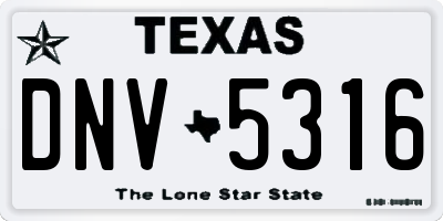 TX license plate DNV5316