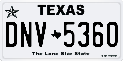 TX license plate DNV5360