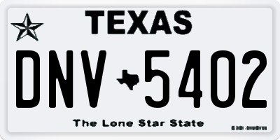 TX license plate DNV5402