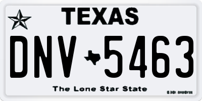 TX license plate DNV5463