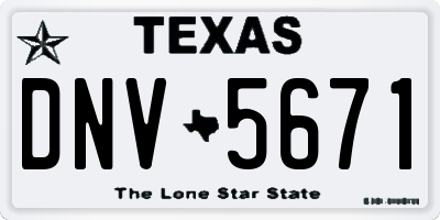 TX license plate DNV5671