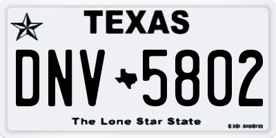 TX license plate DNV5802