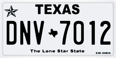 TX license plate DNV7012