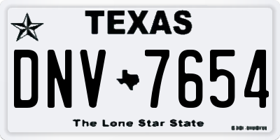 TX license plate DNV7654