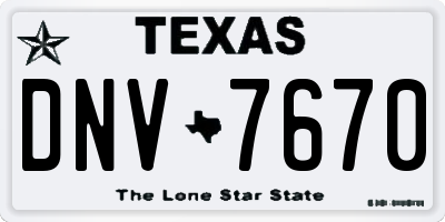 TX license plate DNV7670