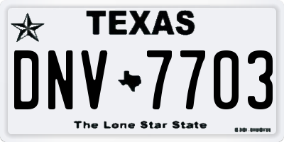 TX license plate DNV7703