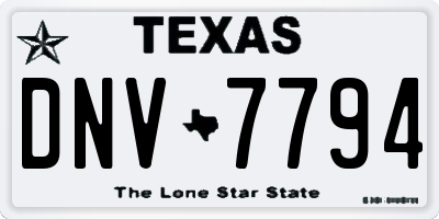 TX license plate DNV7794