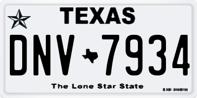 TX license plate DNV7934