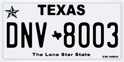 TX license plate DNV8003