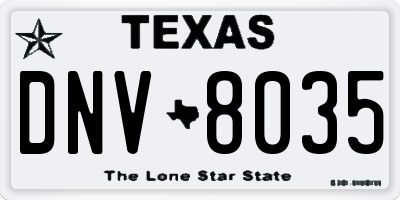 TX license plate DNV8035