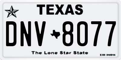 TX license plate DNV8077
