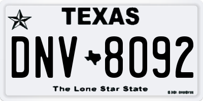TX license plate DNV8092