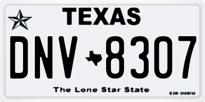 TX license plate DNV8307