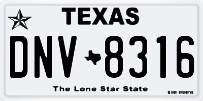 TX license plate DNV8316