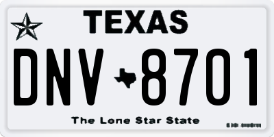 TX license plate DNV8701