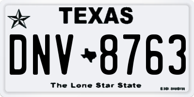 TX license plate DNV8763