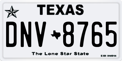 TX license plate DNV8765