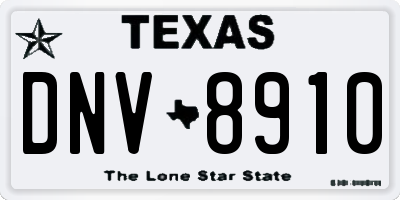 TX license plate DNV8910