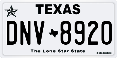 TX license plate DNV8920