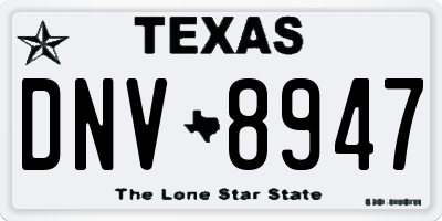 TX license plate DNV8947