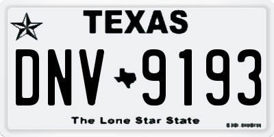 TX license plate DNV9193