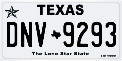 TX license plate DNV9293