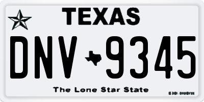 TX license plate DNV9345