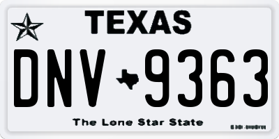 TX license plate DNV9363