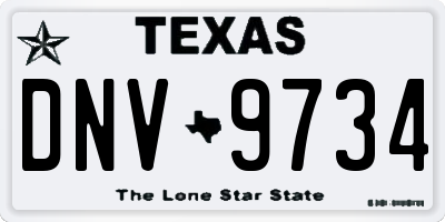 TX license plate DNV9734